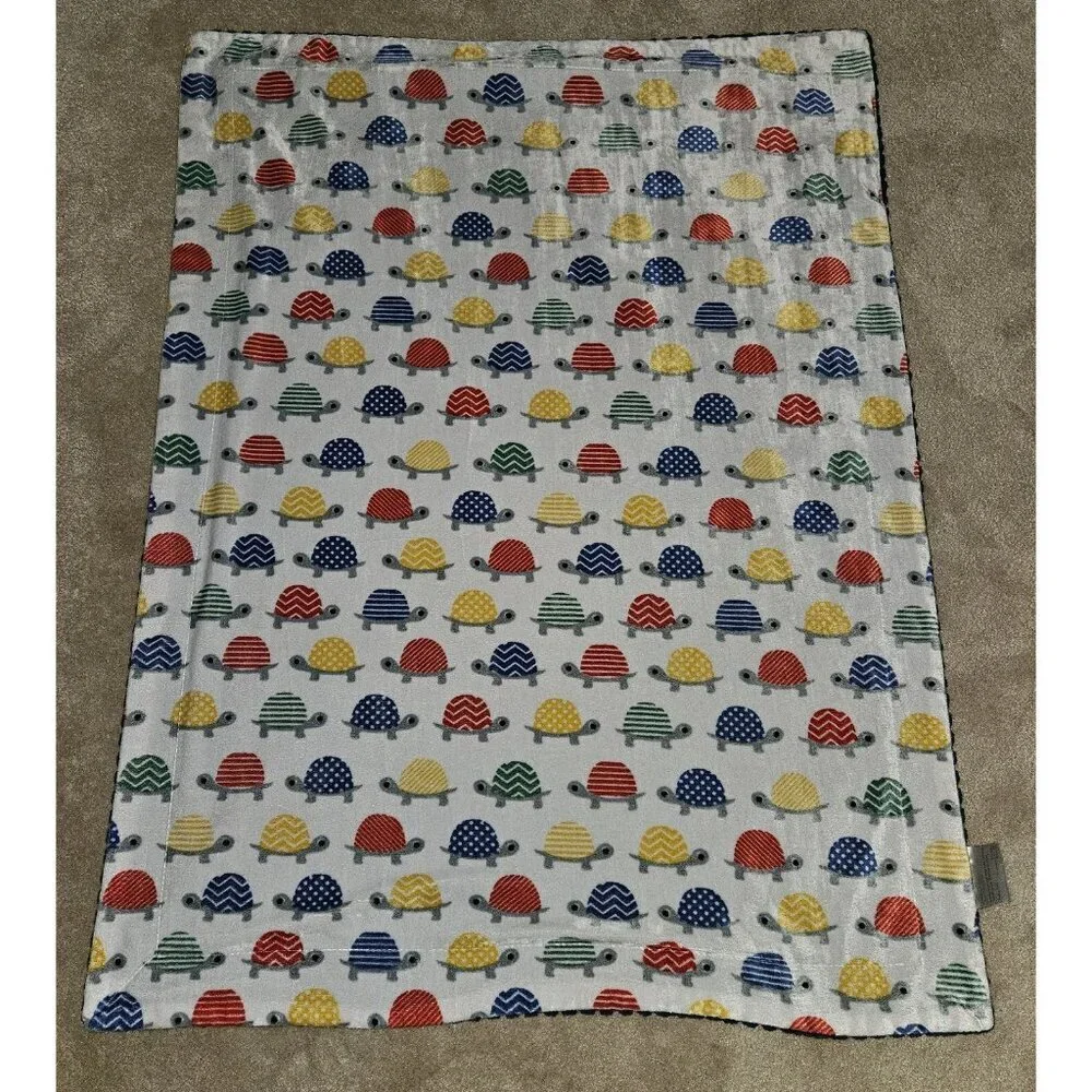 Turtle Fleece Baby Blanket RN 119741 SL Home Fashion Blue Red Yellow Green Gray